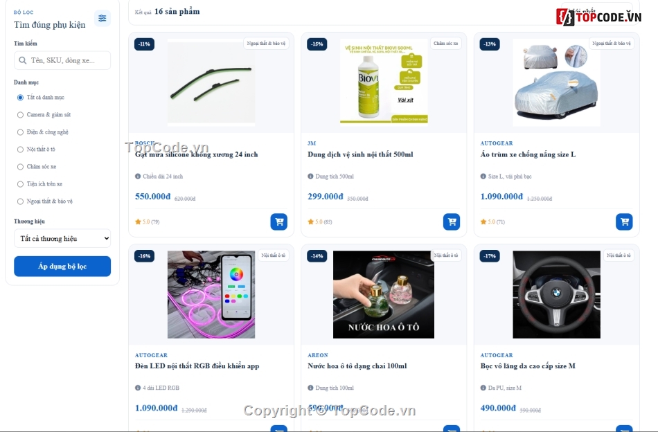 Đồ án,phụ kiện,Website bán phụ kiện ô tô